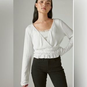 Lucky Brand pointelle surplice top
